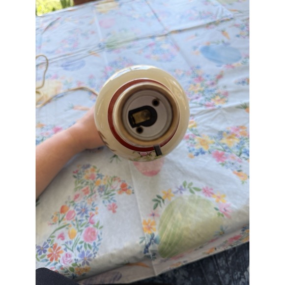 Vintage Chinoiserie 12" Porcelain Ginger Jar Lamp Hand-Painted Foo Dogs & Peonie - Picture 5 of 16